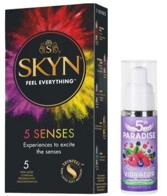 Набор SKYN 5 Senses + Жидкий вибратор мощный вкус: красные ягоды, 30 мл 5th Paradise SOS9646 фото