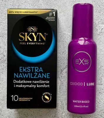 Комплект Skyn Extra Lube 10 шт - Лубрикант EXS Choco Lube 100 мл SOS2598 фото