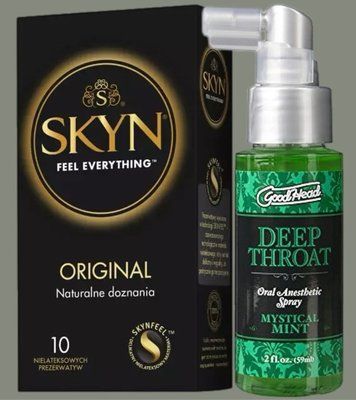 Комплект SKYN Original 10 шт + Спрей Doc Johnson GoodHead DeepThroat Spray - Mystical Mint 59 мл SOS5764 фото