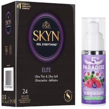 Набор из SKYN Elite (24 шт) + Жидкий вибратор 5th Paradise Liquid Vibrator &mdash; Красные ягоды (30 мл) SOS10156 фото