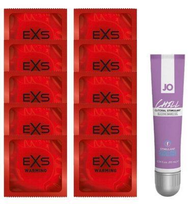 Комплект EXS Warming 10 шт + JO Chill Cooling Clitoral Gel (10 мл) SOS14319 фото