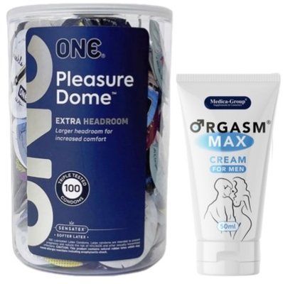 Набор из ONE Pleasure Dome, 100 шт + Пролонгатор Medica-Group Orgasm Max for Men - krem ​​50 ml SOS9596 фото
