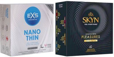 Набор с SKYN Pleasures, 42 шт + EXS NANO THIN ультратонкі виробі 48 шт. SOS7948 фото