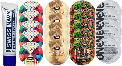 Набор из Swiss Navy Water-Based 10 мл + ONERibs + ONE Vanish + ONETattoo + ONE Strong SOS8496 фото