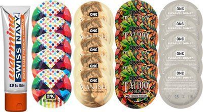 Набор из Swiss Navy Water-Based 10 мл + ONERibs + ONE Vanish + ONETattoo + ONE Dome SOS8546 фото