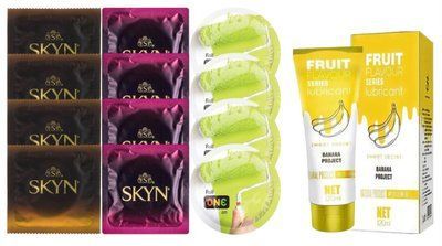Комплект: Лубрикант OLO Banana (120 мл) + 8 шт. SKYN + 4 шт. ONE Color SOS10509 фото