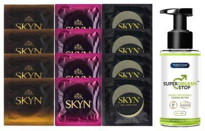 Комплект: Пролонгатор Super Orgasm Stop Гель (150 мл) + 8 шт. SKYN + 4 шт. SKYN Pina Colada SOS10760 фото