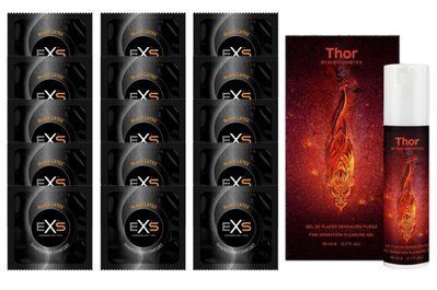 Комплект EXS Black Latex 15 шт + Nuei THOR Intense Pleasure Gel (50 мл) SOS14616 фото