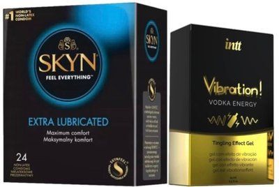 Набор из SKYN Extra Lube (24 шт) + Жидкий вибратор Intt Vibration Vodka (15 мл) SOS10106 фото
