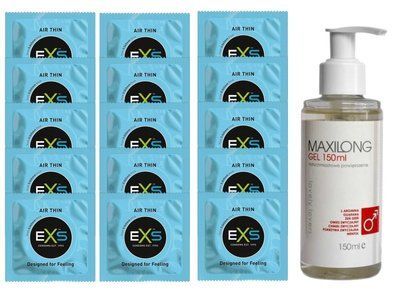 Комплект EXS Air Thin 15 шт + LOVELY LOVERS MAXILONG Gel SOS14760 фото