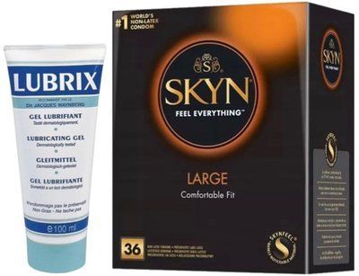 Набор из Лубрикант на водной основе Lubrix (100 мл) + SKYN Large, 36 шт SOS8796 фото