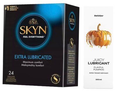 Комплект Лубрикант Satisfyer Juicy Playful Pumpkin 300 мл + SKYN Extra Lube 24 шт SOS12867 фото