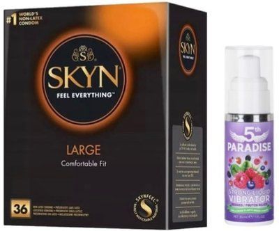 Набор из SKYN Large (36 шт) + Жидкий вибратор 5th Paradise Liquid Vibrator &mdash; Красные ягоды (30 мл) SOS9956 фото