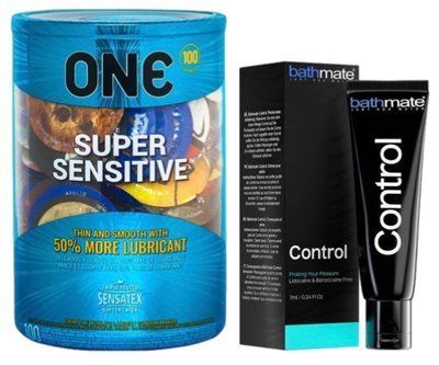 Набор из ONE Super Sensitive 100 шт + Пролонгатор Bathmate Control (7 мл) SOS9496 фото