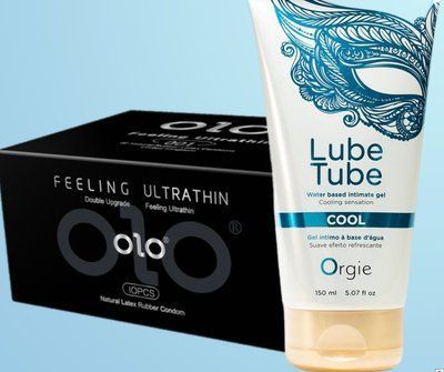 Набір OLO - ультратонкі -001 ( 10 штук) + Лубрикант LUBE TUBE COOL, 150 мл ORGIE SOS4509 фото