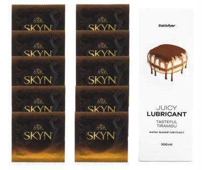 Комплект SKYN passion daiquiri 10 шт. + Лубрикант Satisfyer Juicy Lubricant Tasteful Tiramisu 300 мл SOS12617 фото