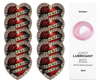 Комплект Pasante Heart 10шт. + Лубрикант Satisfyer Juicy Lubricant Booty Silicon 150 мл SOS11565 фото