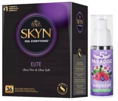 Набор из SKYN Elite 36 шт. + Жидкий вибратор 5th Paradise Liquid Vibrator &mdash; Красные ягоды (30 мл) SOS10257 фото