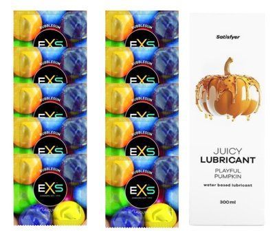 Комплект: EXS BUBBLEGUM 10 шт. + Лубрикант Satisfyer Playful Pumpkin 300 мл SOS11463 фото