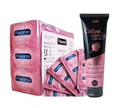 Pasante Sensitive Feel 72 шт та Лубрикант Intt Cotton Candy &ndash; 100 мл SOS952 фото