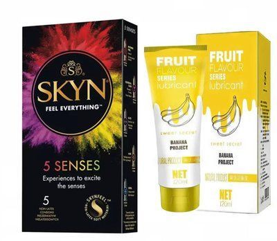 SKYN 5 Senses та Лубрикант OLO зі смаком банана 120 мл SOS302 фото