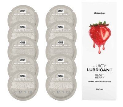 Комплект 𝐎𝐍𝐄 𝐃𝐨𝐦𝐞 10 шт. + Лубрикант Satisfyer Juicy Lubricant Blast Berry (300 мл) SOS12215 фото