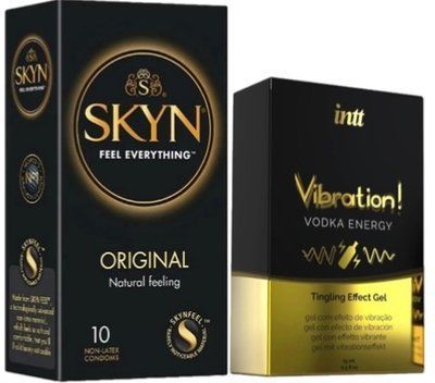Набір з SKYN Original (10 шт) + Рідкий вібратор Intt Vibration Vodka (15 мл) SOS9906 фото