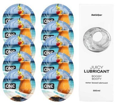 Набор One Island Punch 10 шт. + Лубрикант Satisfyer Boogy Booty 300 мл SOS12415 фото