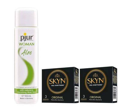 Набір: SKYN ORIGINAL &mdash; 3х2 (6 шт) та Лубрикант Pjur Woman Aloe &mdash; 100 мл SOS902 фото