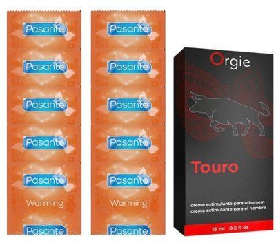 Комплект Pasante Warming 10 шт + Orgie TOURO Power Cream (15 мл) SOS14369 фото