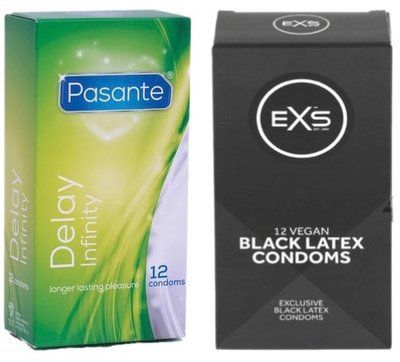 Набір з Pasante Infinity Delay, 12 шт + EXS Black Latex 12 шт SOS8145 фото