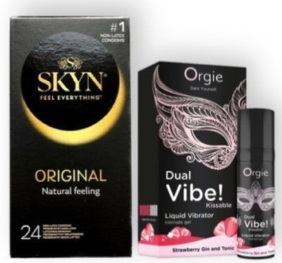 SKYN ORIGINAL 24 шт + Orgie Dual Vibe! Strawberry Gin & Tonic 15 мл SOS6901 фото