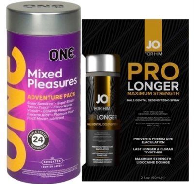 Набор из 24 шт ONE Mixed Pleasures + Пролонгатор JO Prolonger Spray with Lidocaine (60 мл) SOS9346 фото