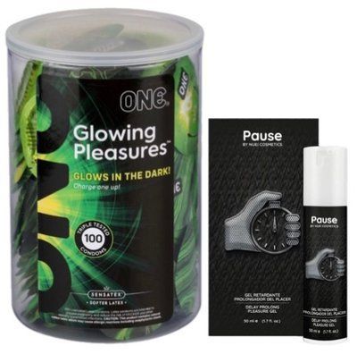 Набор из ONE Glowing Pleasures, 100 шт + Пролонгатор PAUSE, 50 мл Nuei SOS9546 фото