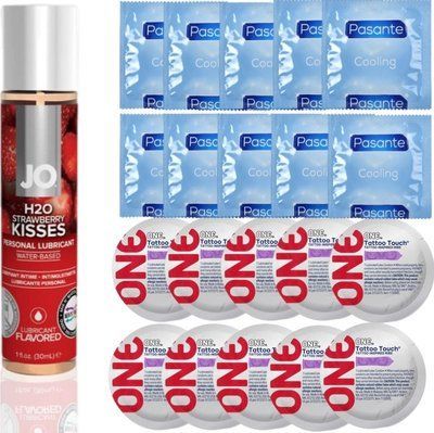 набір 20 шт Pasante + ONE + System JO H2O Strawberry Kiss (30 мл) SOS4643 фото