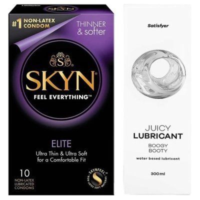Набор Лубрикант Satisfyer Boogy Booty 300мл + SKYN Elite 10 шт SOS12717 фото