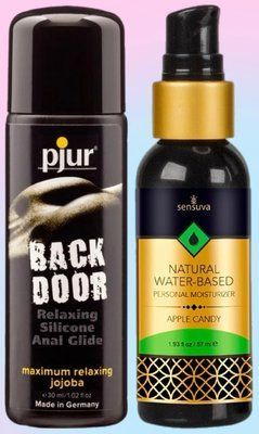 Набір лубрикантів pjur backdoor anal Relaxing jojoba silicone 30 мл + Sensuva Natural Water-Based Apple Candy (57мл) LB705 фото