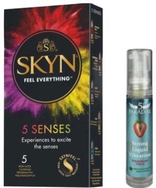 Набор SKYN 5 Senses + Жидкий вибратор мощный вкус: клубника, 10 мл 5th Paradise SOS9647 фото
