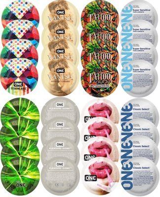 Набор с 32 шт ONE Ribs + ONE Vanish + ONE Tattoo + ONE Sensitive + ONE Glowing + ONE Dome + ONE Bubblegum + ONE Classic SOS8296 фото