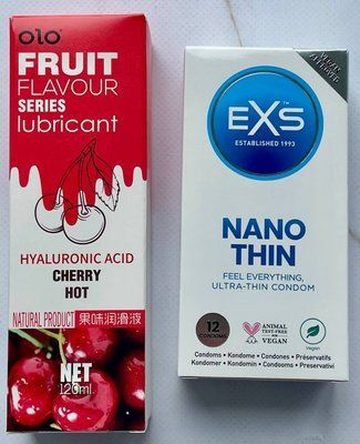 Набір EXS NANO Thin 12 шт - Лубрикант OLO зі смаком вишні 120 мл SOS3599 фото