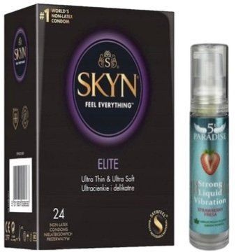 Набор из SKYN Elite (24 шт) + Жидкий вибратор 5th Paradise Liquid Vibrator &mdash; Клубника (10 мл) SOS10157 фото