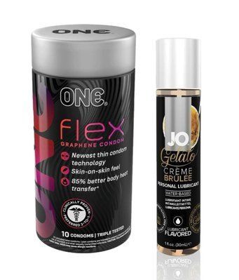 ONE Flex 10 шт. + Змазка на водній основі System JO GELATO CremeBrulee 30 мл SOS6371 фото