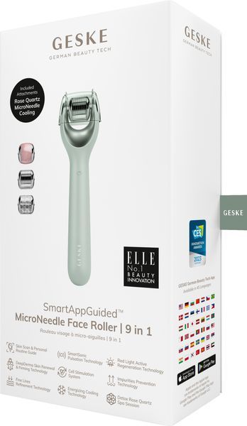 Электронный роллер для лица с микроиглами GESKE MicroNeedle Face Roller 9в1 green HB0195 фото