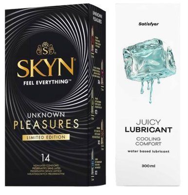 Набор Лубрикант Satisfyer Cooling Comfort 300мл + Skyn ​​Unknown Pleasures+ 14 шт SOS12768 фото