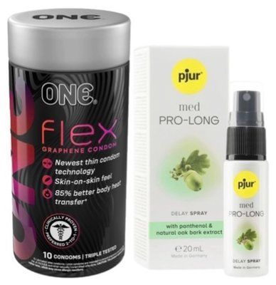 Набор из 10 шт ONE Flex графен + пролонгатор pjur MED Prolong Spray 20 мл SOS9297 фото