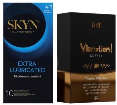 Набор из SKYN Extra Lube (10 шт) + Жидкий вибратор Intt Vibration Coffee (15 мл) SPS10207 фото