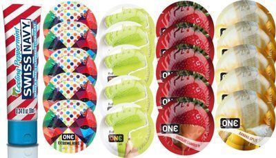 Набор из SwissNavy CoolingPeppermint 10мл + ONERibs + ONE Color + ONEChocolateStrawberry + ONEBanana SOS8647 фото