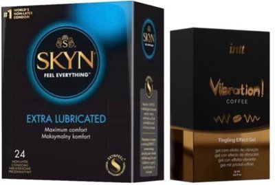 Набор из SKYN Extra Lube (24 шт) + Жидкий вибратор Intt Vibration Coffee (15 мл) SOS10107 фото