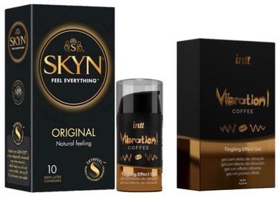 Набір з SKYN Original (10 шт) + Рідкий вібратор Intt Vibration Coffee (15 мл) SOS9907 фото