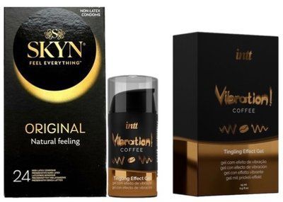 Набор из SKYN ORIGINAL 24 шт. + Жидкий вибратор Intt Vibration Coffee (15 мл) SOS10007 фото